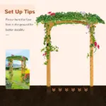 Outsunny Round Garden Arbor 7.5 Ft Fir Wood Archway for Climbing Plants Pergola Style Wedding Ceremony Yellow - Image 5