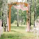Outsunny Round Garden Arbor 7.5 Ft Fir Wood Archway for Climbing Plants Pergola Style Wedding Ceremony Yellow - Image 9