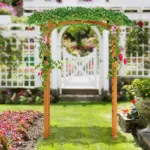 Outsunny Round Garden Arbor 7.5 Ft Fir Wood Archway for Climbing Plants Pergola Style Wedding Ceremony Yellow - Image 10