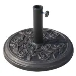 Outsunny Round Resin Umbrella Base 18", Rose Floral Pattern, Market Parasol Stand for Dia. 1.5", Dia. 1.89" Pole - Bronze
