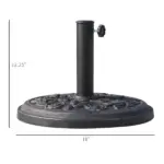 Outsunny Round Resin Umbrella Base 18", Rose Floral Pattern, Market Parasol Stand for Dia. 1.5", Dia. 1.89" Pole - Bronze - Image 3