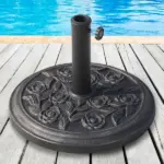 Outsunny Round Resin Umbrella Base 18", Rose Floral Pattern, Market Parasol Stand for Dia. 1.5", Dia. 1.89" Pole - Bronze - Image 10