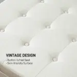 Round Storage Ottoman Bench, Button Tufted Ottoman with Flip Top for Living Room, Entryway and Bedroom, Beige - Image 5