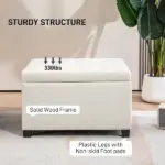 Round Storage Ottoman Bench, Button Tufted Ottoman with Flip Top for Living Room, Entryway and Bedroom, Beige - Image 7