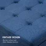 Round Storage Ottoman Bench, Button Tufted Ottoman with Flip Top for Living Room, Entryway and Bedroom, Blue - Image 5