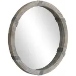 HOMCOM Round Wood Wall Mirror 31 Inch Natural Wood Color for Living Room Bedroom - Image 11