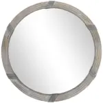HOMCOM Round Wood Wall Mirror 31 Inch Natural Wood Color for Living Room Bedroom