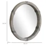 HOMCOM Round Wood Wall Mirror 31 Inch Natural Wood Color for Living Room Bedroom - Image 3