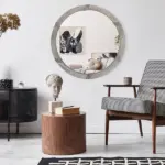 HOMCOM Round Wood Wall Mirror 31 Inch Natural Wood Color for Living Room Bedroom - Image 5