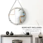HOMCOM Round Wood Wall Mirror 31 Inch Natural Wood Color for Living Room Bedroom - Image 6