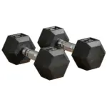 Rubber Hex Dumbbell Set 15lbs Pair for Home Gym Strength Training Black - Image 11