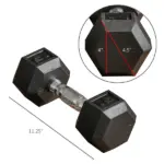 Rubber Hex Dumbbell Set 15lbs Pair for Home Gym Strength Training Black - Image 3
