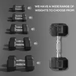 Rubber Hex Dumbbell Set 15lbs Pair for Home Gym Strength Training Black - Image 4
