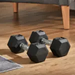 Rubber Hex Dumbbell Set 15lbs Pair for Home Gym Strength Training Black - Image 10