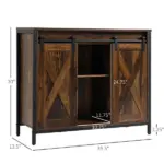 Rustic Brown Industrial Buffet Cabinet with Sliding Barn Doors Adjustable Shelves for Dining Room - Image 3