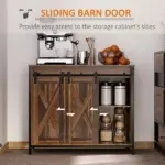 Rustic Brown Industrial Buffet Cabinet with Sliding Barn Doors Adjustable Shelves for Dining Room - Image 5