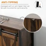 Rustic Brown Industrial Buffet Cabinet with Sliding Barn Doors Adjustable Shelves for Dining Room - Image 7