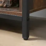Rustic Brown Industrial Buffet Cabinet with Sliding Barn Doors Adjustable Shelves for Dining Room - Image 9