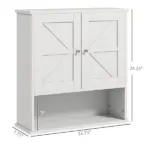 Kleankin Rustic Wall Organizer: White Farmhouse Medicine Cabinet with Barn Doors and Shelf - Image 3