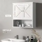 Kleankin Rustic Wall Organizer: White Farmhouse Medicine Cabinet with Barn Doors and Shelf - Image 7