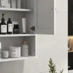 Kleankin Rustic Wall Organizer: White Farmhouse Medicine Cabinet with Barn Doors and Shelf - Image 9