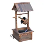 Outsunny Rustic Wishing Well Fountain for Outdoor Garden Accent Decorative