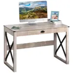 Rustic Writing Desk Farmhouse Home Office Computer Workstation with Drawer - Image 11