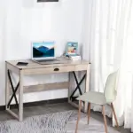 Rustic Writing Desk Farmhouse Home Office Computer Workstation with Drawer - Image 6