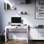 Rustic Writing Desk Farmhouse Home Office Computer Workstation with Drawer - Image 10