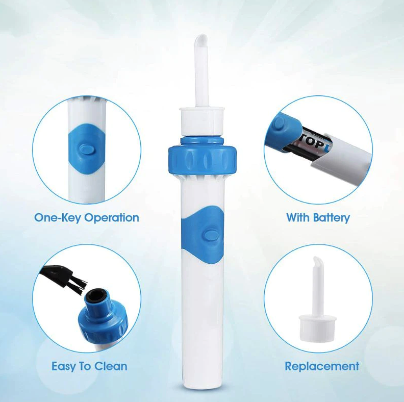 Cordless Electric Earwax Vacuum Cleaner with Soft Silicone Cleaning Tips