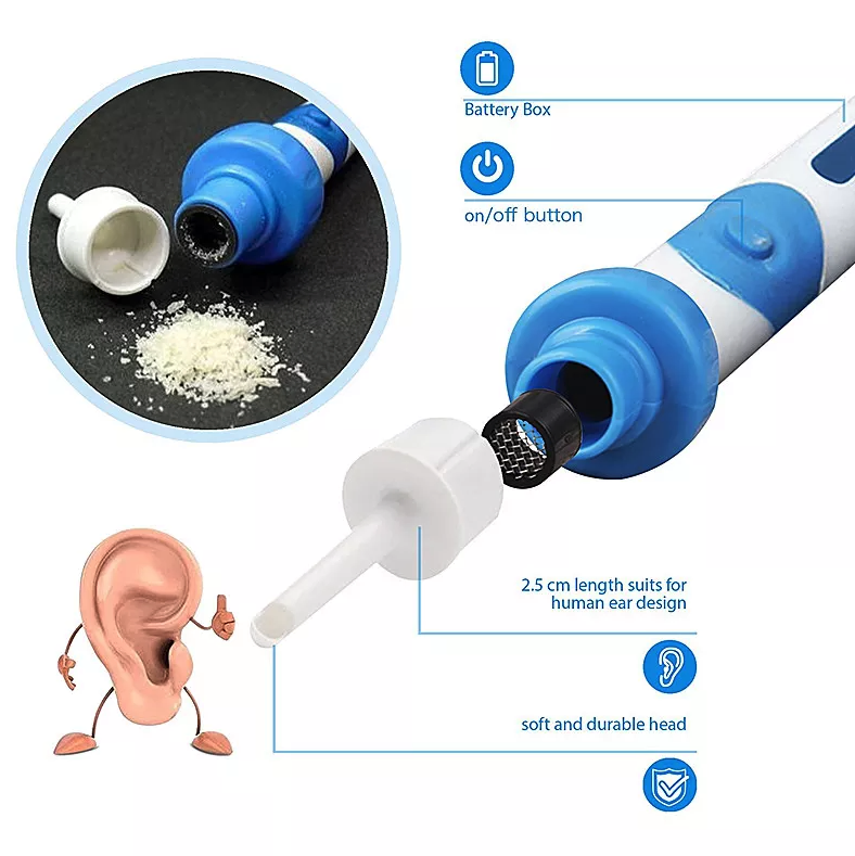 Cordless Electric Earwax Vacuum Cleaner with Soft Silicone Cleaning Tips