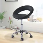 Adjustable Hydraulic Rolling Salon Stool with Swivel Seat, Black - Image 2