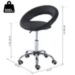 Adjustable Hydraulic Rolling Salon Stool with Swivel Seat, Black - Image 3