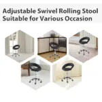 Adjustable Hydraulic Rolling Salon Stool with Swivel Seat, Black - Image 7