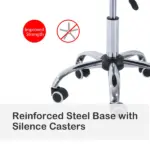 Adjustable Hydraulic Rolling Salon Stool with Swivel Seat, Black - Image 8