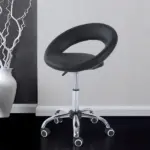 Adjustable Hydraulic Rolling Salon Stool with Swivel Seat, Black - Image 10