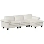 HOMCOM Sectional Sofa, L Shaped Couch with Deep Seat, Movable Ottoman and Pillow-top Armrests, Beige - Image 11
