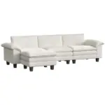 HOMCOM Sectional Sofa, L Shaped Couch with Deep Seat, Movable Ottoman and Pillow-top Armrests, Beige
