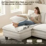 HOMCOM Sectional Sofa, L Shaped Couch with Deep Seat, Movable Ottoman and Pillow-top Armrests, Beige - Image 4