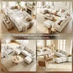 HOMCOM Sectional Sofa, L Shaped Couch with Deep Seat, Movable Ottoman and Pillow-top Armrests, Beige - Image 8