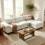 HOMCOM Sectional Sofa, L Shaped Couch with Deep Seat, Movable Ottoman and Pillow-top Armrests, Beige - Image 9