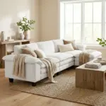 HOMCOM Sectional Sofa, L Shaped Couch with Deep Seat, Movable Ottoman and Pillow-top Armrests, Beige - Image 10