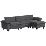 HOMCOM Sectional Sofa, L Shaped Couch with Deep Seat, Movable Ottoman and Pillow-top Armrests, Dark Gray - Image 11