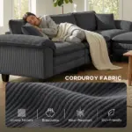 HOMCOM Sectional Sofa, L Shaped Couch with Deep Seat, Movable Ottoman and Pillow-top Armrests, Dark Gray - Image 6