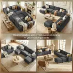 HOMCOM Sectional Sofa, L Shaped Couch with Deep Seat, Movable Ottoman and Pillow-top Armrests, Dark Gray - Image 8