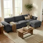 HOMCOM Sectional Sofa, L Shaped Couch with Deep Seat, Movable Ottoman and Pillow-top Armrests, Dark Gray - Image 9