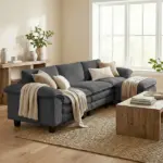 HOMCOM Sectional Sofa, L Shaped Couch with Deep Seat, Movable Ottoman and Pillow-top Armrests, Dark Gray - Image 10