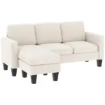 Sectional Sofa, L Shaped Couch, with Reversible Chaise or Ottoman, Cream White - Image 11