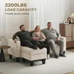 Sectional Sofa, L Shaped Couch, with Reversible Chaise or Ottoman, Cream White - Image 7