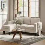 Sectional Sofa, L Shaped Couch, with Reversible Chaise or Ottoman, Cream White - Image 10
